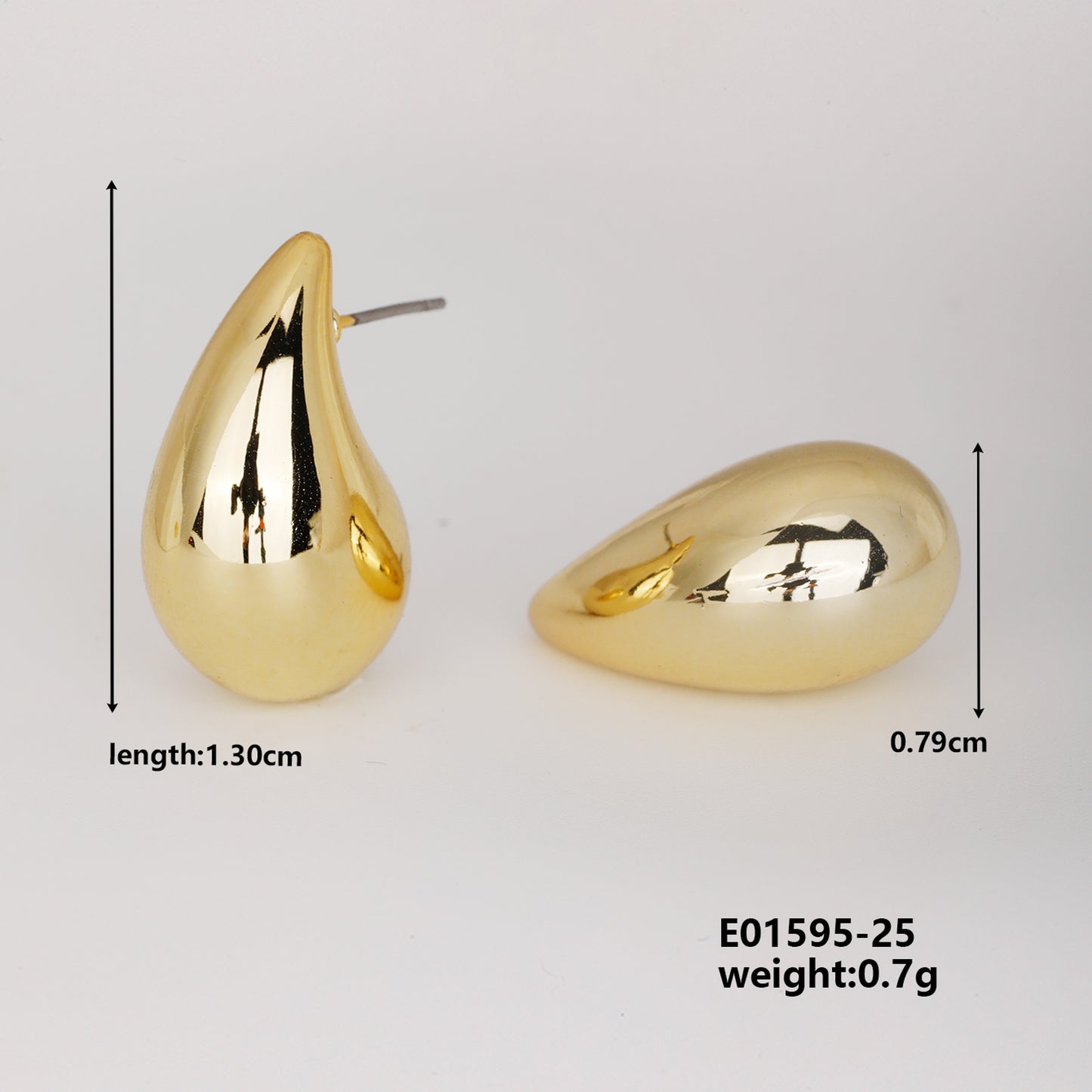 E2627 Aretes gota tipo bottega mini cobertura cobre 1.3cm