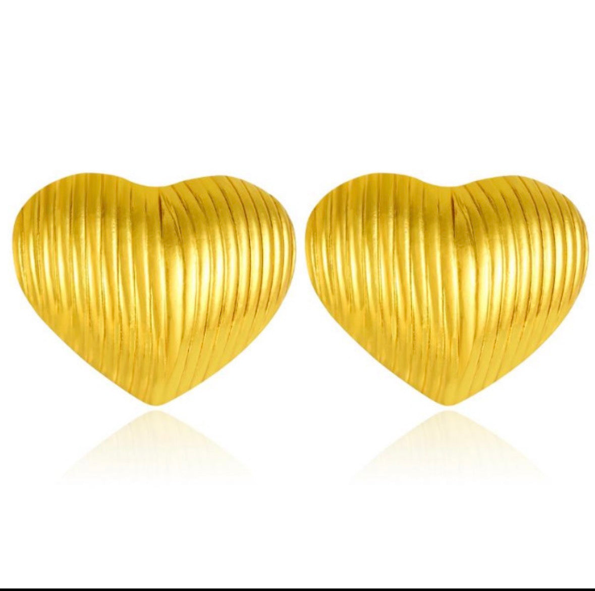E5492 Aretes corazón dorado acero inoxidable 3cm