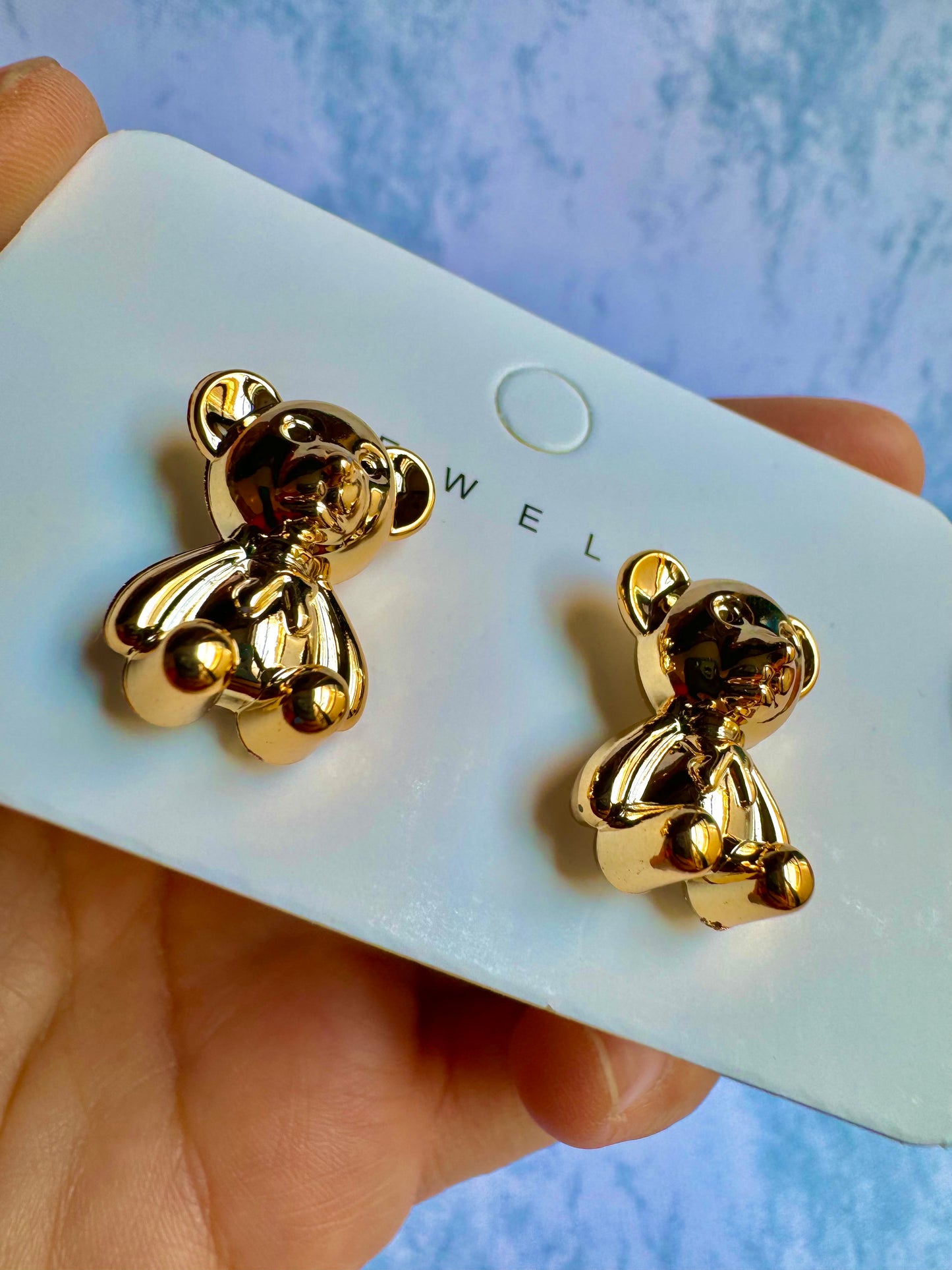 J172 Aretes oso dorado aleación ligeros 2cm