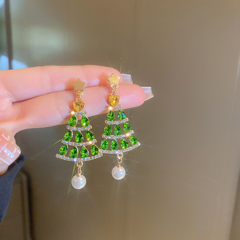 E4255 Aretes árbol de Navidad poste de plata 5cm
