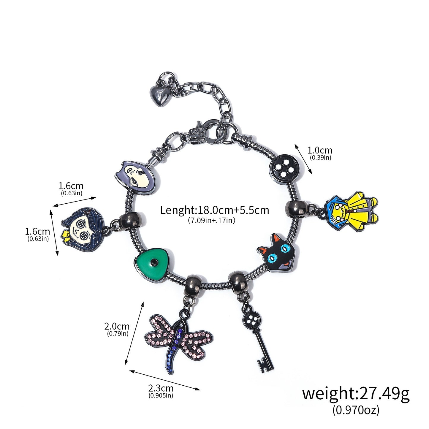 B3001 Pulsera coraline incluye los dijes aleacion broche desmontable 13cm dijes 4cm
