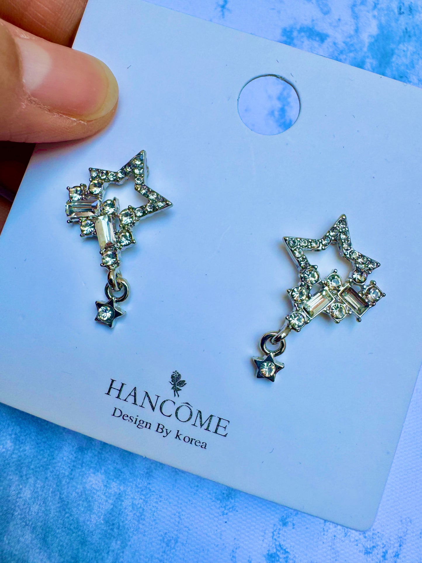 E187 Aretes estrella zirconia poste de plata 3cm