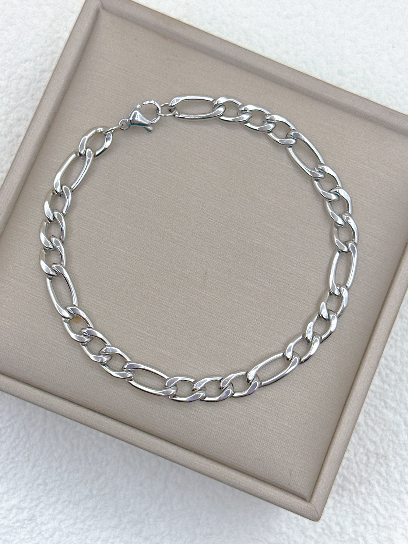 B289P Pulsera plateada acero inoxidable 20cm