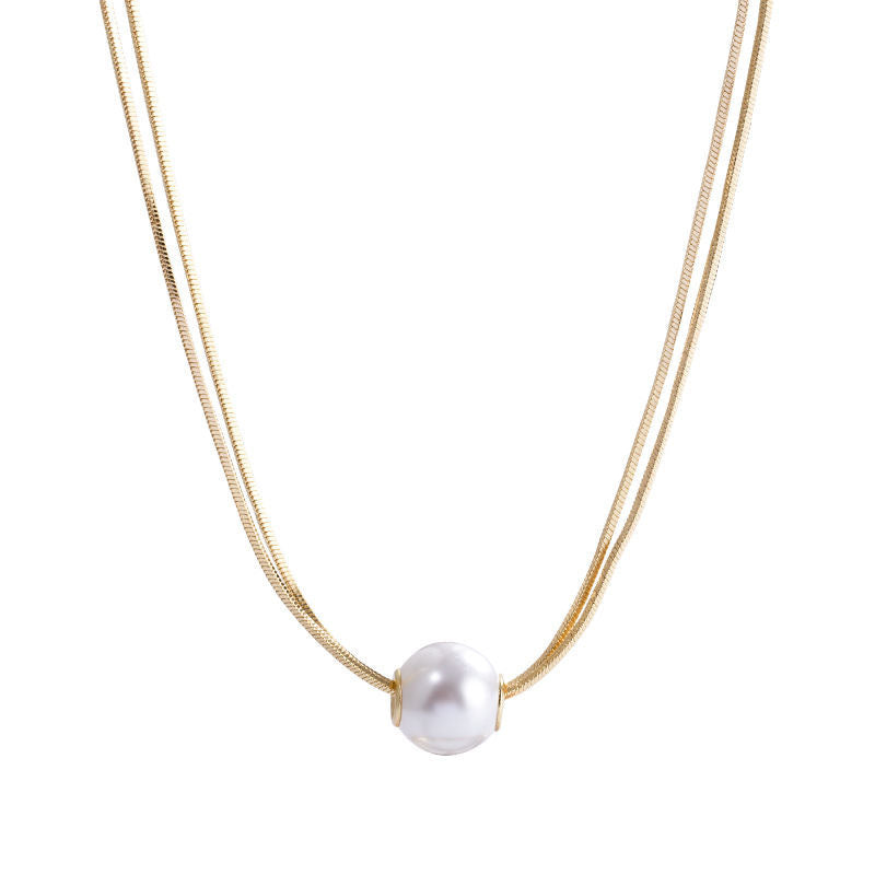 C452 Collar acero inoxidable doble perla