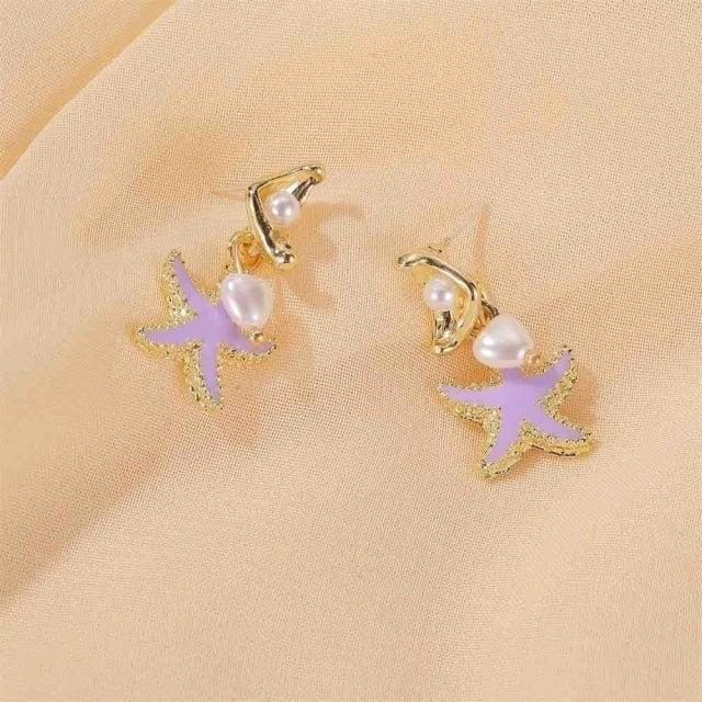 E1337 Aretes estrella de mar chica aleación