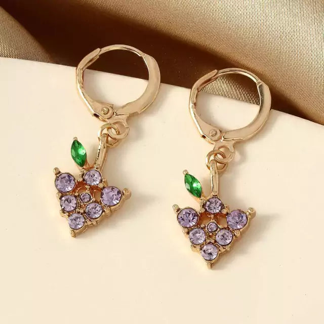 Aretes 1574U Pequeños Uva Incrustación Zirconia