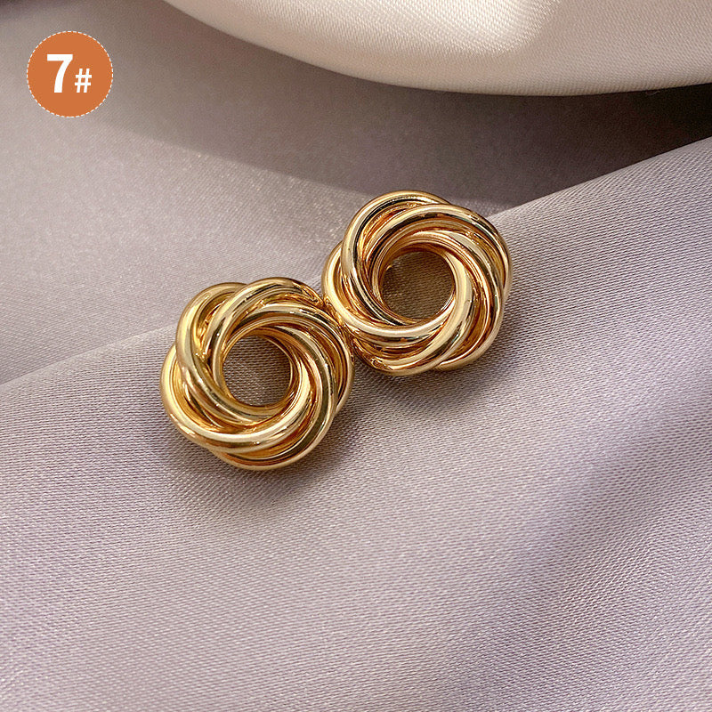 E3435 Aretes aro dorado aleacion poste de plata 2cm