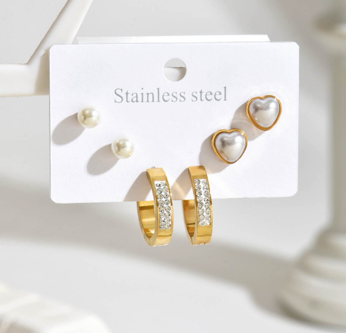 E4756 Conjunto de aretes acero inoxidable 2cm