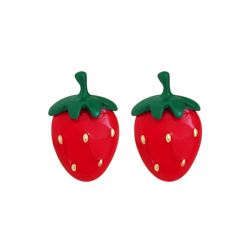 J394 Aretes fresa esmaltado 2.5cm