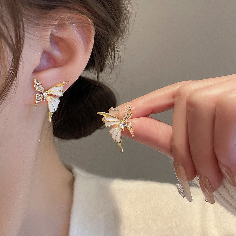 E2455 Aretes mariposa aleacion esmaltado 2.5cm