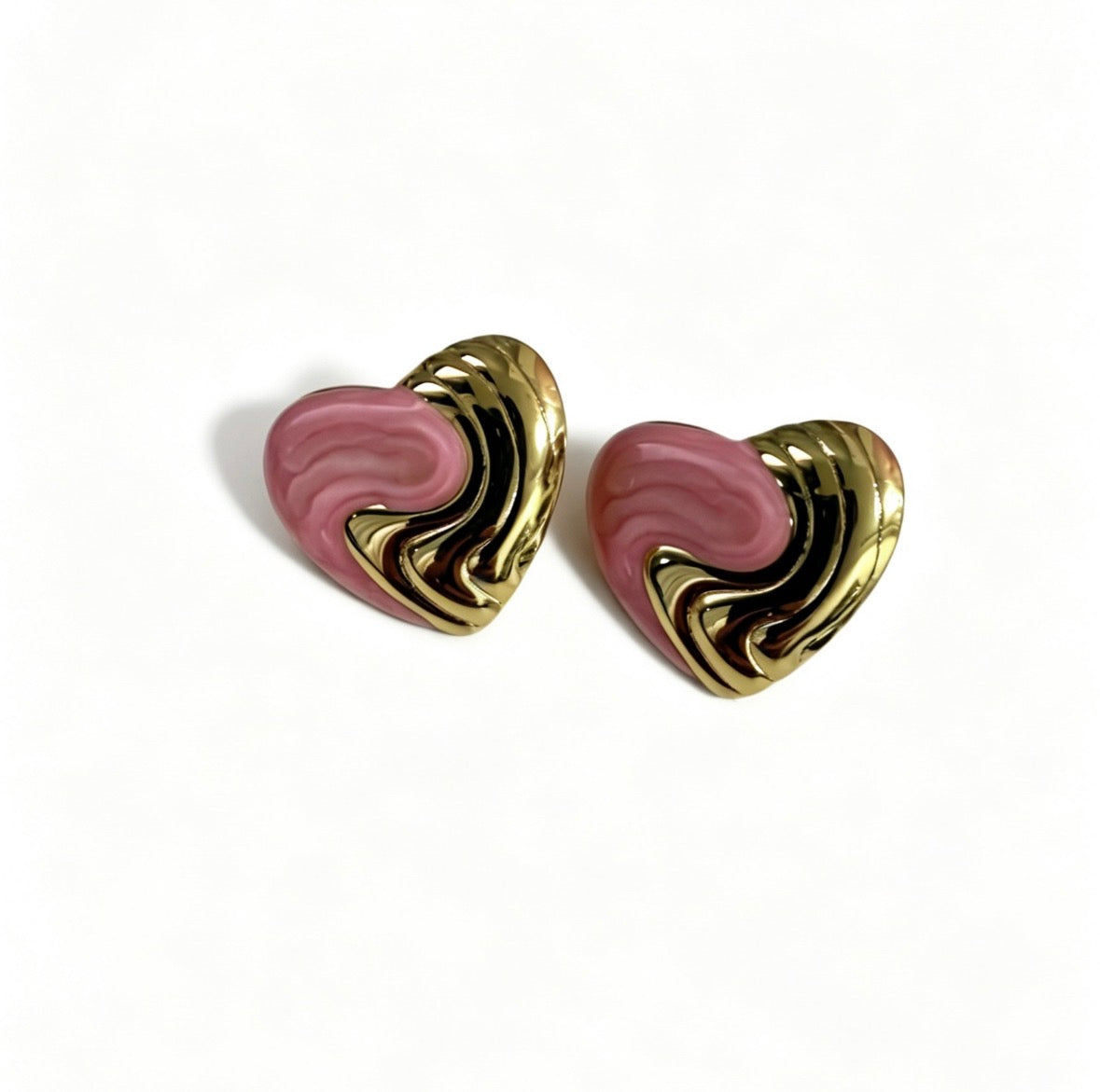 E6017 Aretes corazon dorado rosa 2cm acero inoxidable