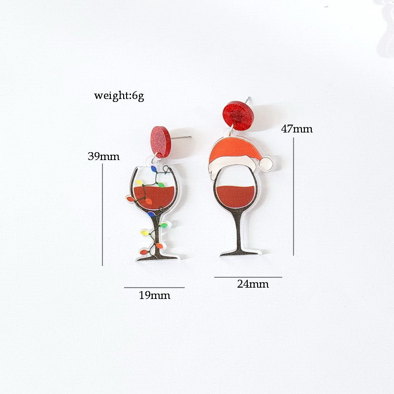 E4130 Aretes copa de vino acrílico 5.8cm