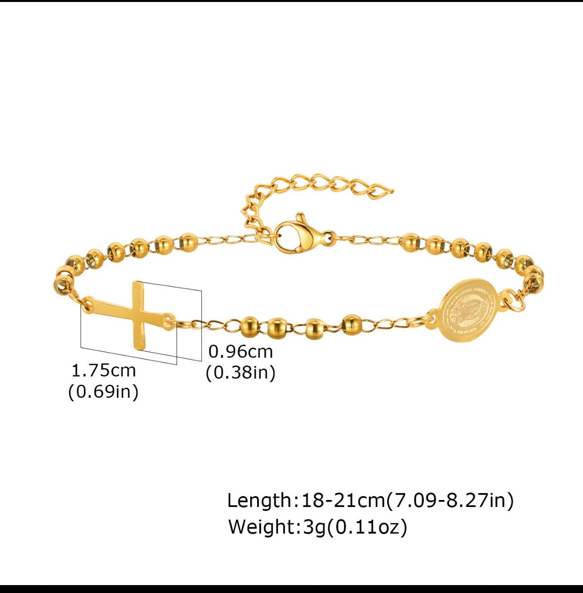 B763 pulsera san Benito dorada acero inoxidable