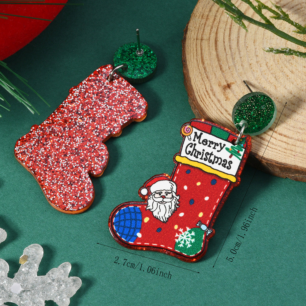 E4415 Aretes bota de Navidad 3.6cm acrílico