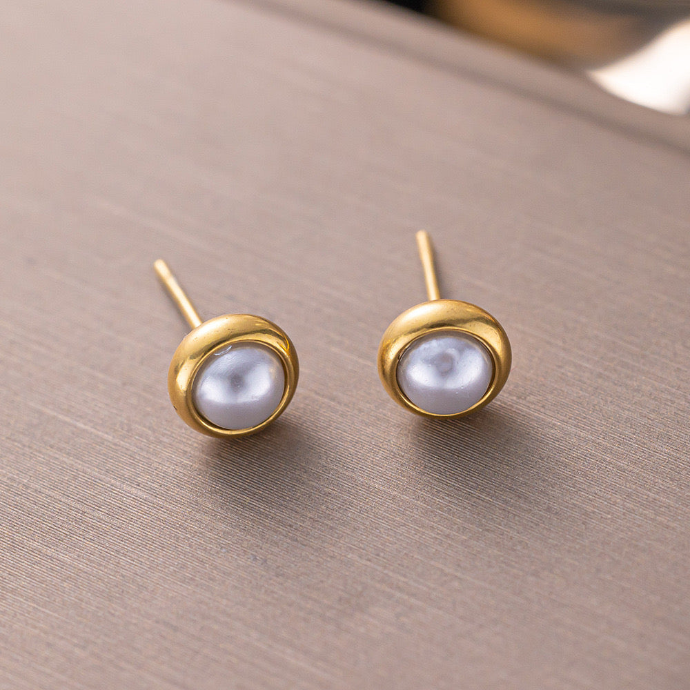 E3405 aretes perla acero inoxidable .5cm