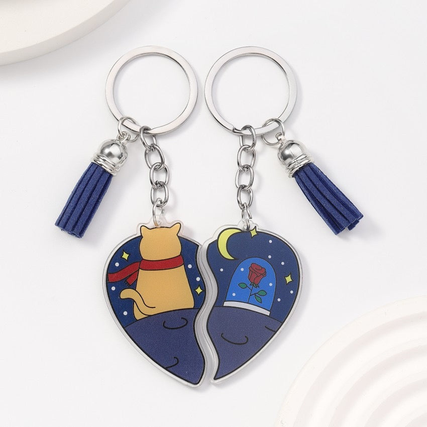 K101 llavero dúo de corazón el principito acrílico 11cm