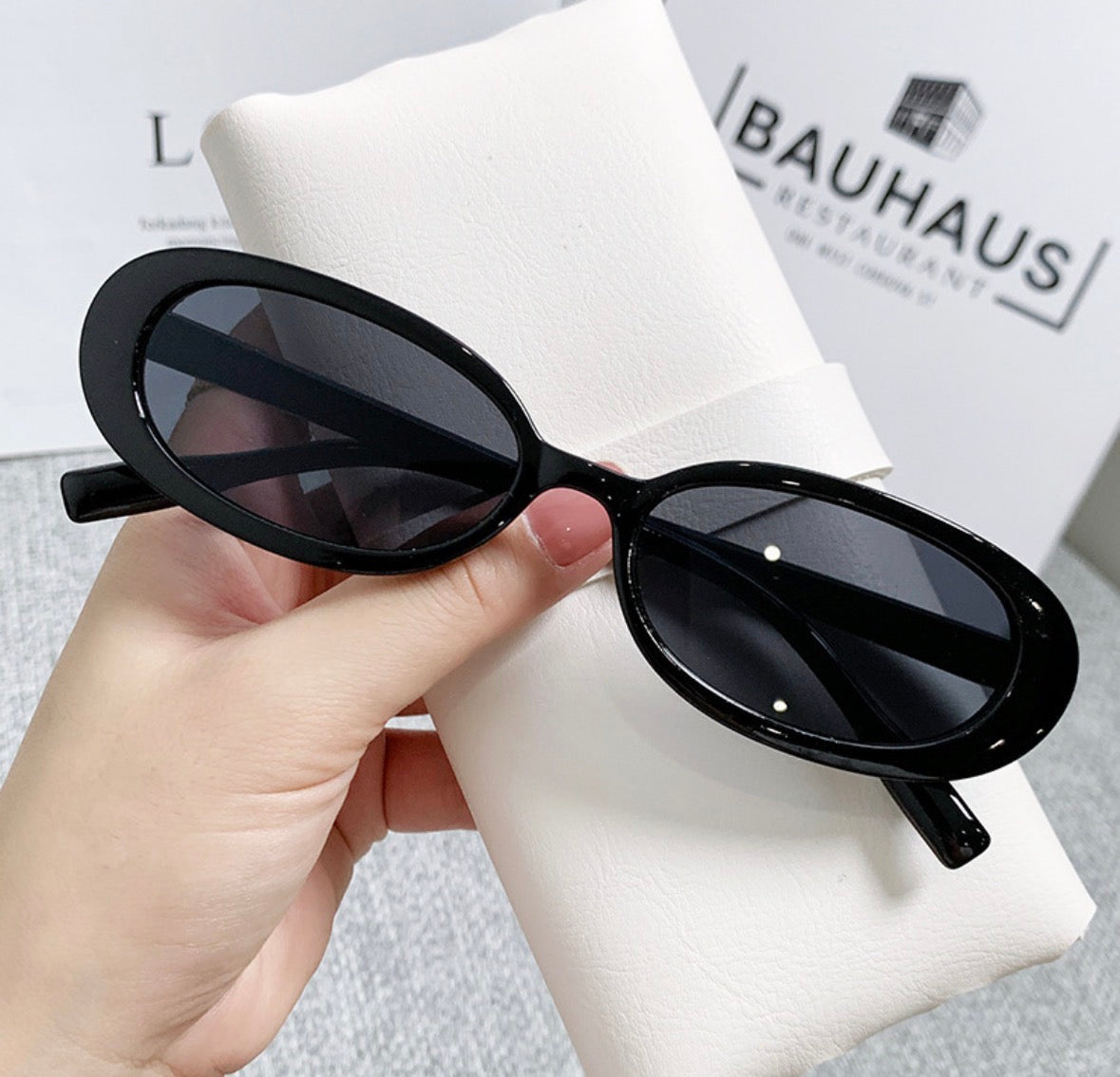 LENT 29 lentes negros ovalado protección UV400 para mujer