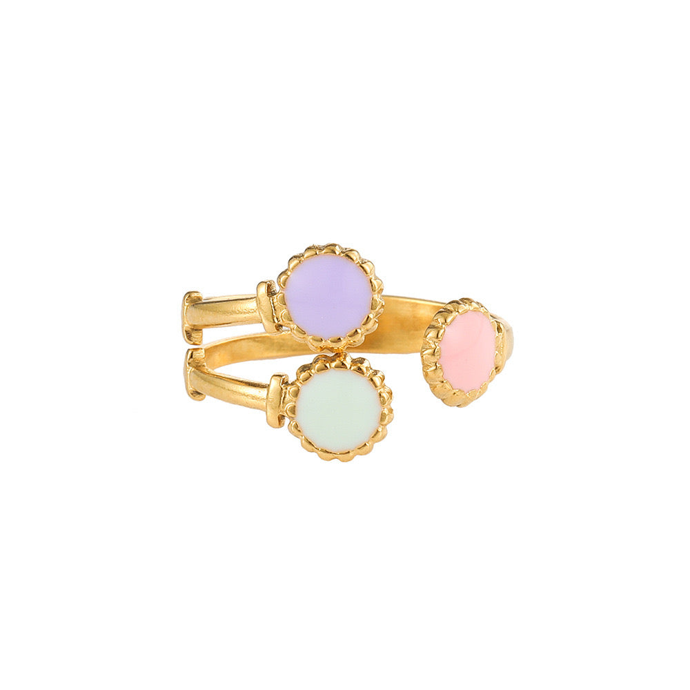 AC180 anillo colores abierto acero inoxidable chapado en oro 18k