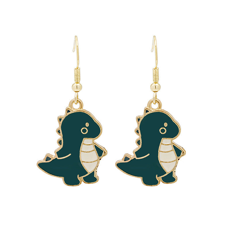 E2277 Aretes dinosaurio esmaltado gancho 4.5cm