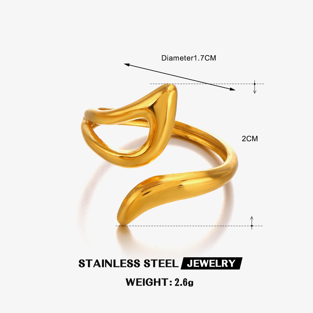 A103 Anillo acero inoxidable chapado en oro 18k abierto