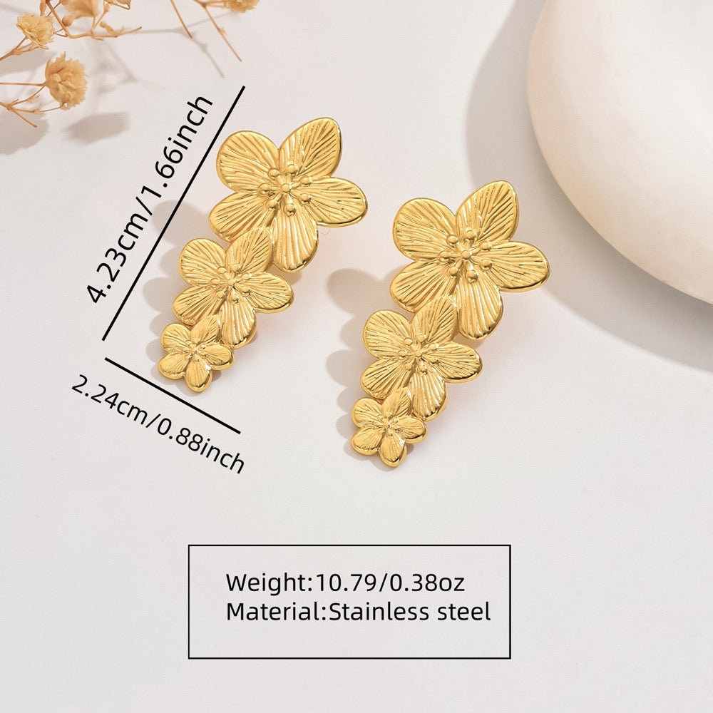 E2548 Aretes flores acero inoxidable 4cm