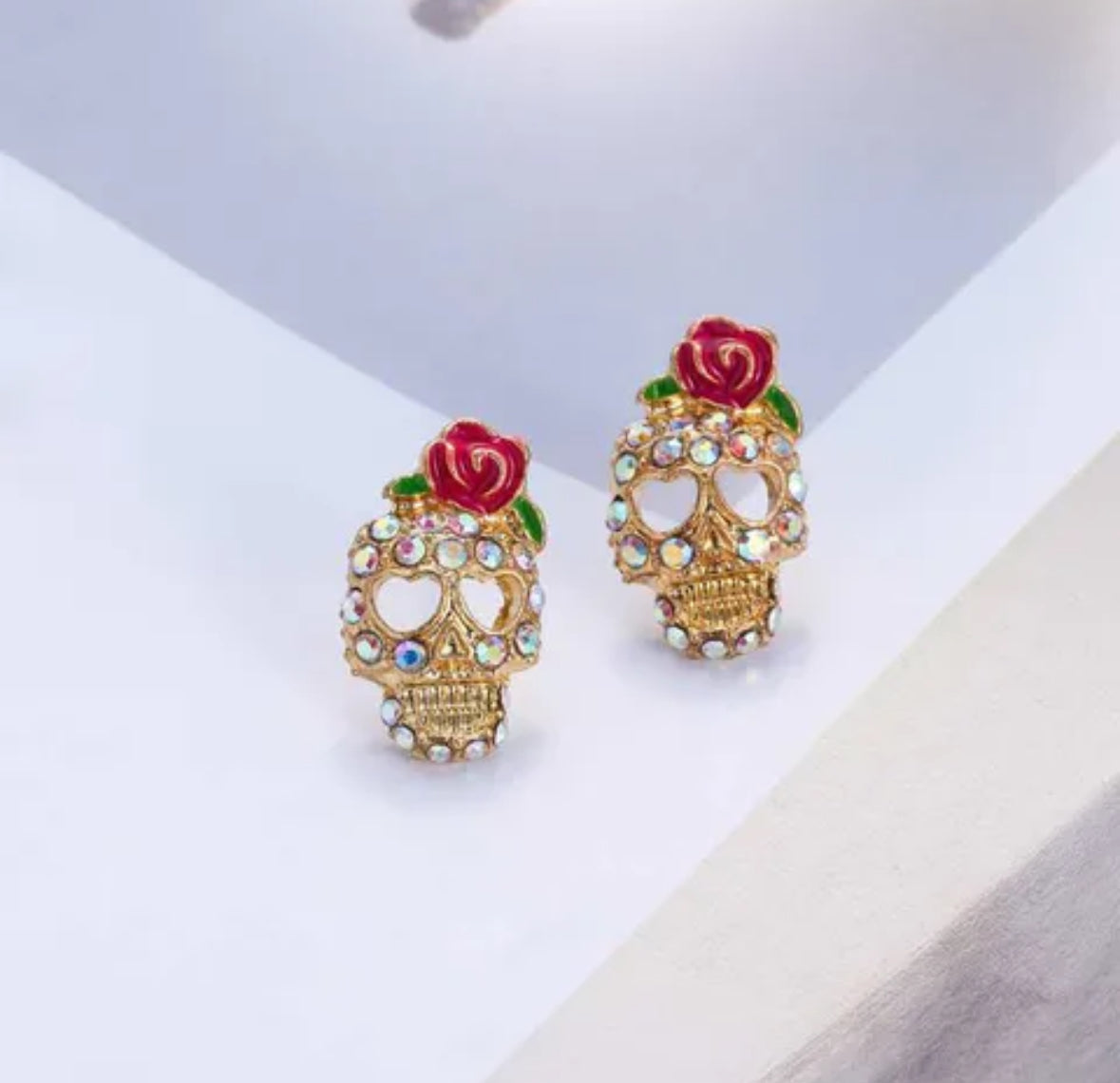 J593 Aretes catrina rosa aleacion 2cm