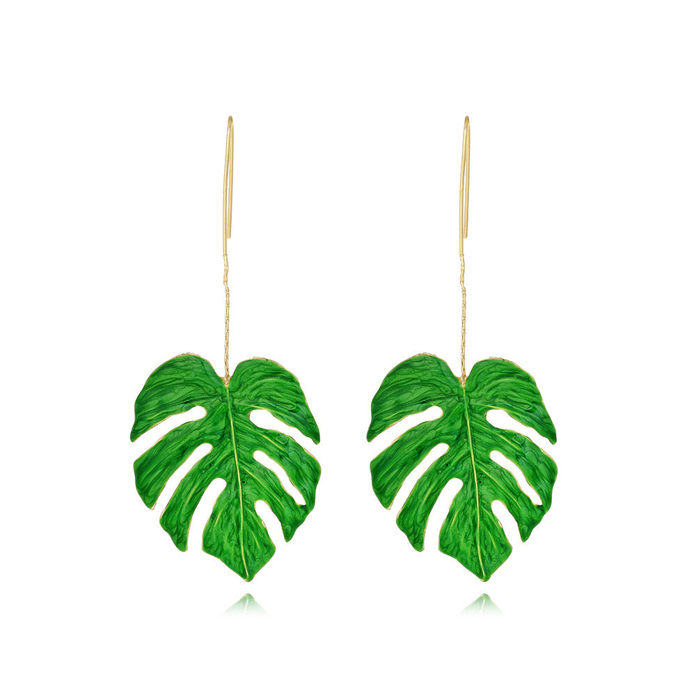 E3337 Aretes violadores palmera esmalte aleacion de zinc 10cm
