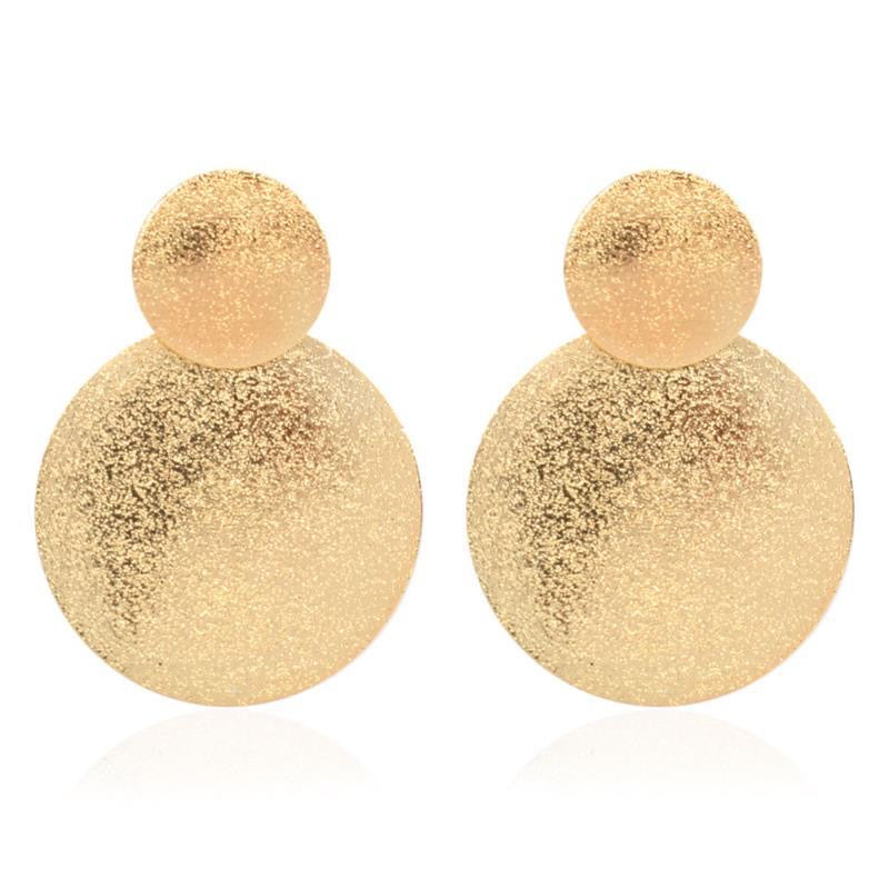 E7179 Aretes circulares dorados textura aleacion 6cm
