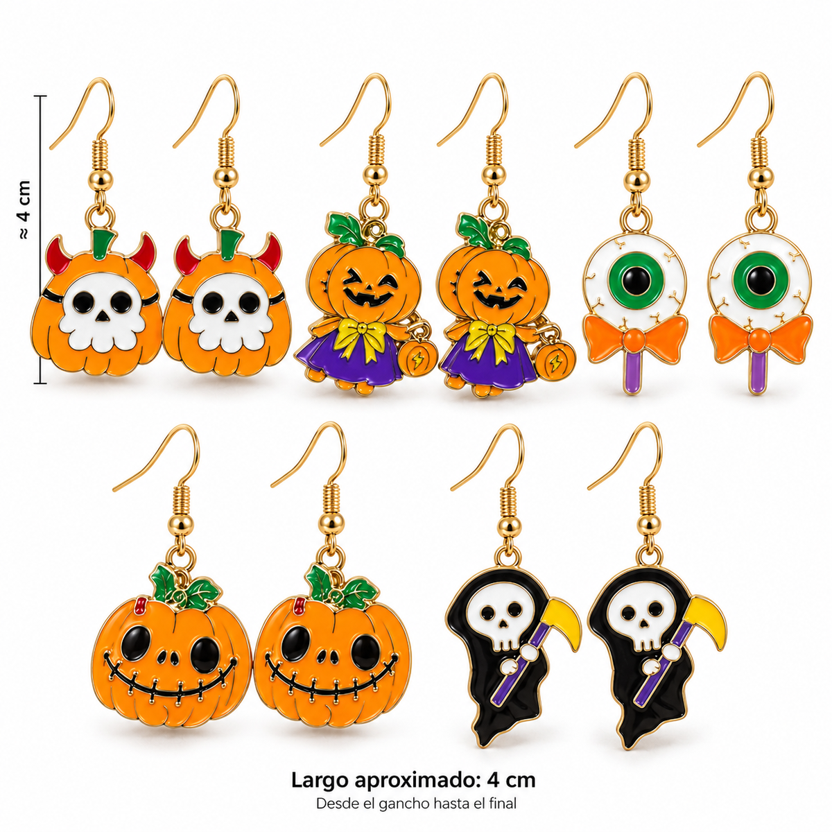 H167 Set de 5 pares aretes de aleacion