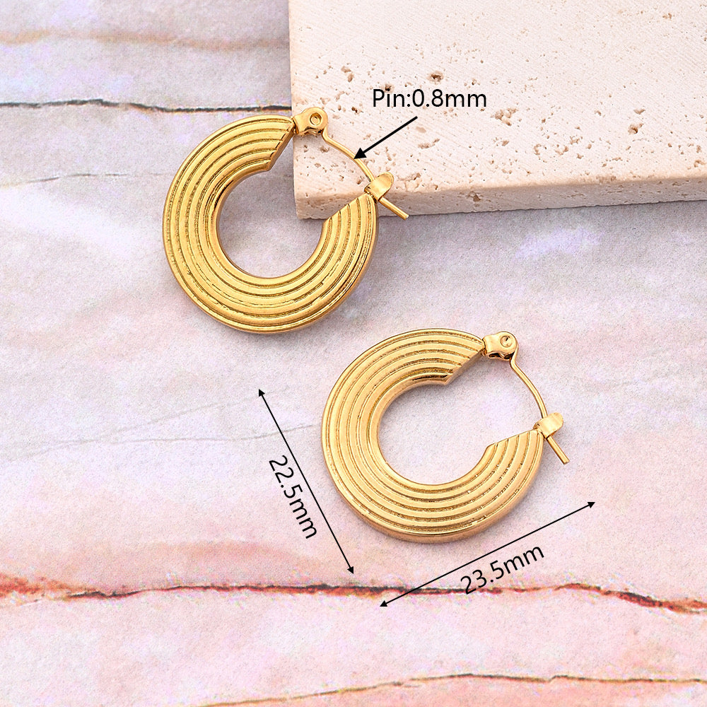 E2741 Arracada acero inoxidable chapado en oro 18k