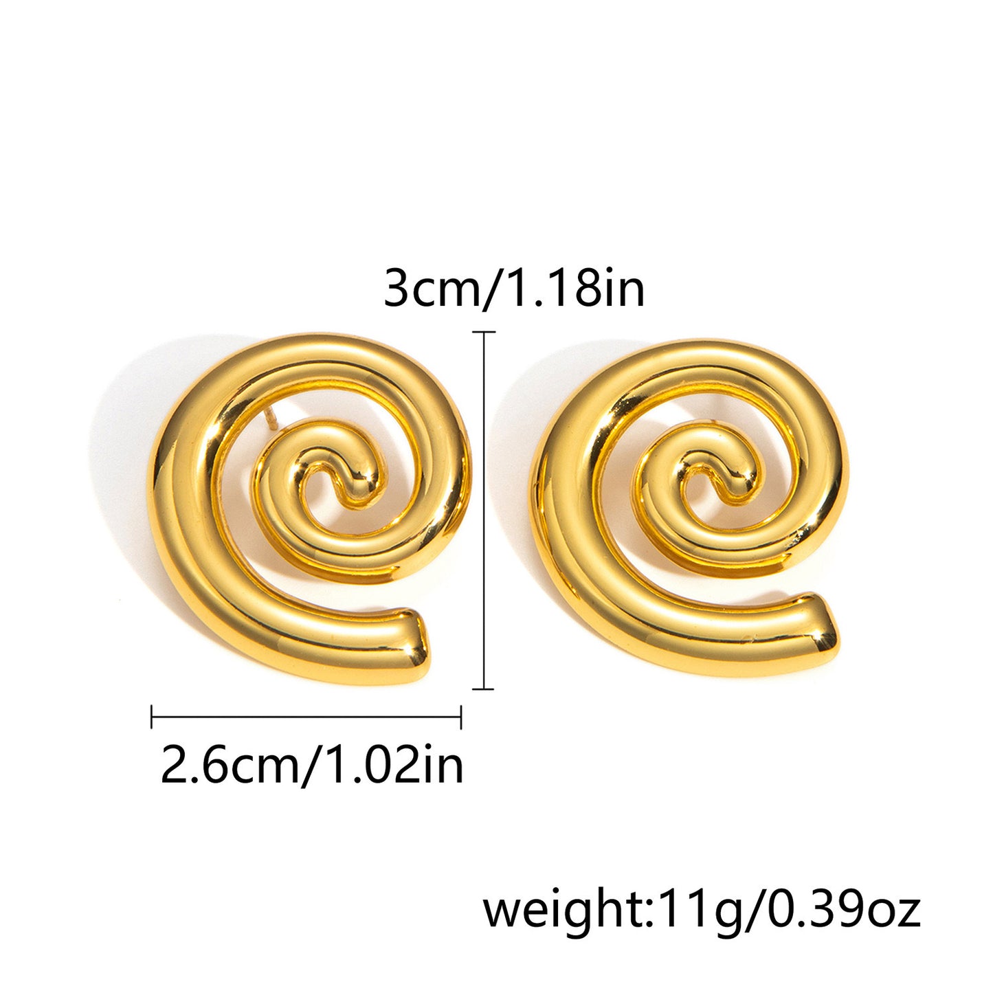 E2690 Aretes espiral caracol acero inoxidable 3cm