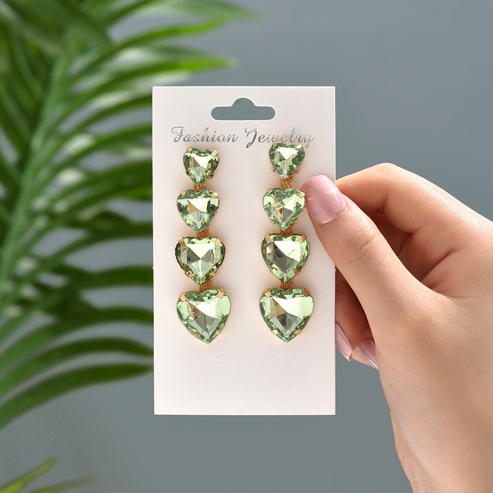 E2204V Aretes corazon cortina cristal 6.5cm