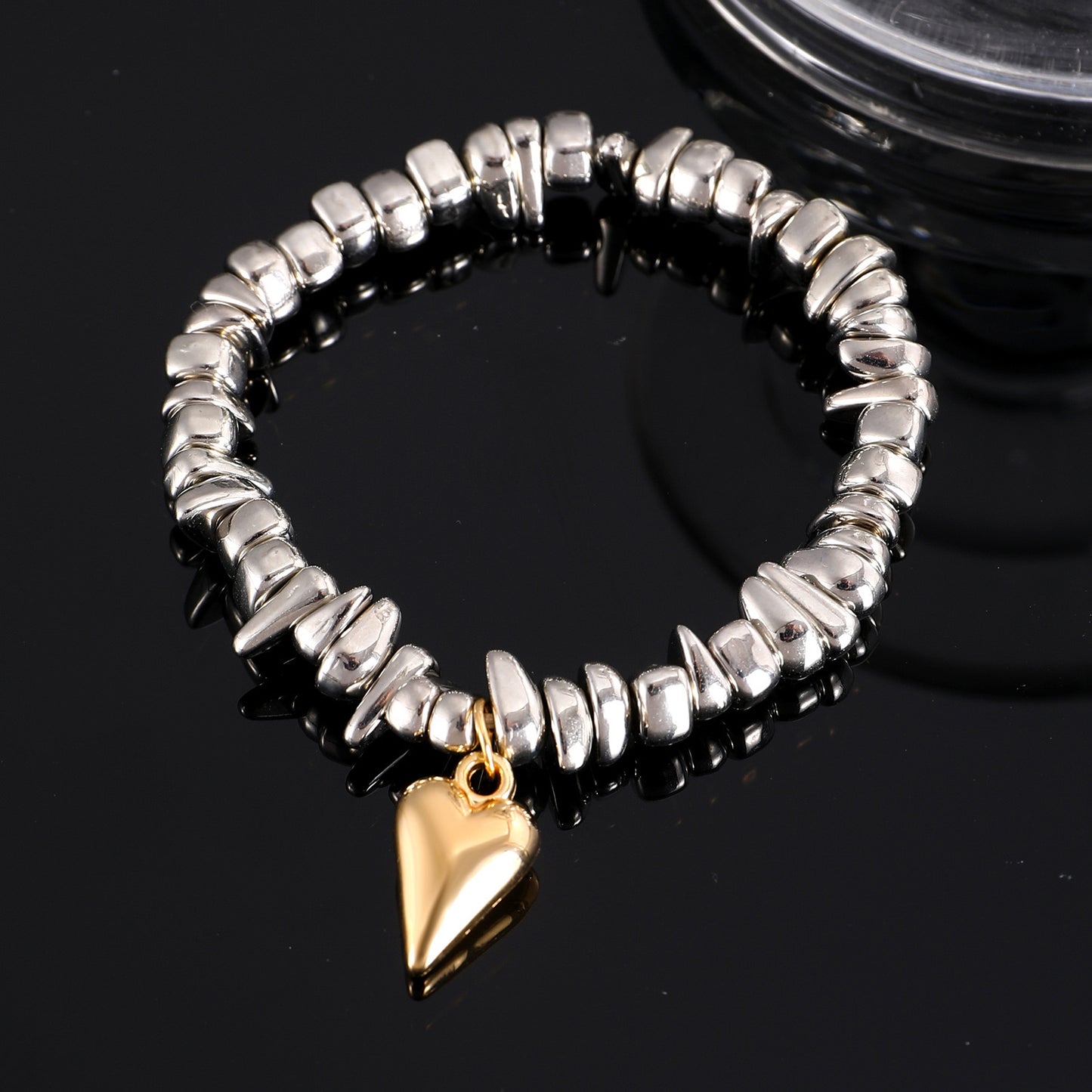 B458 pulsera corazón dorado plateada cobre