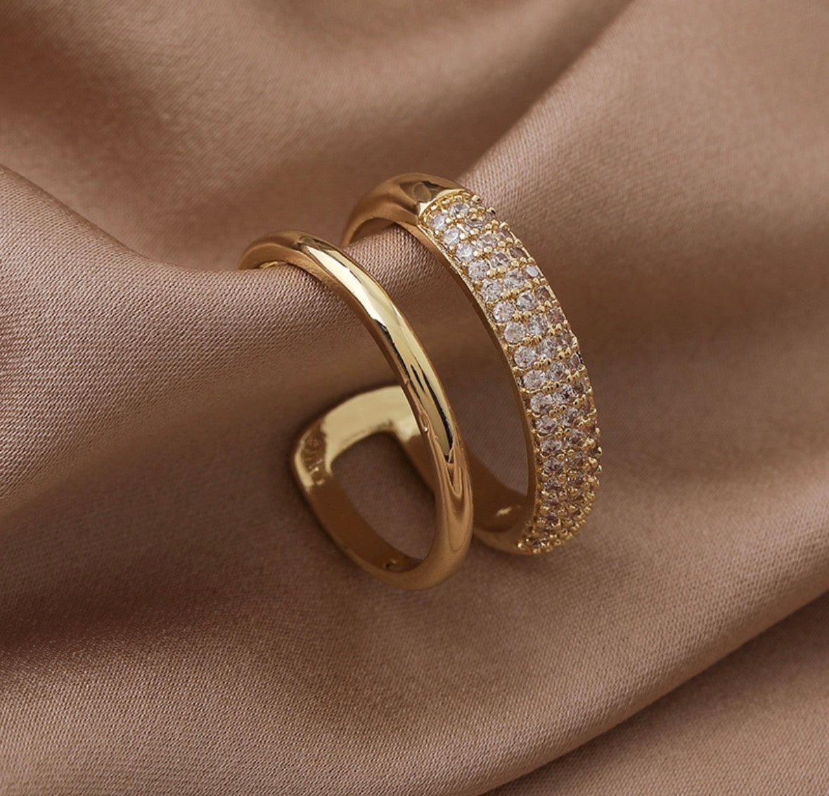 A559 Anillo dorado brillante cobre blanco abierto
