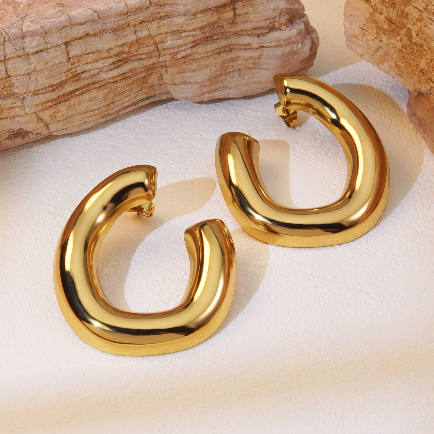 E2965 Aretes dorados acero inoxidable 4cm