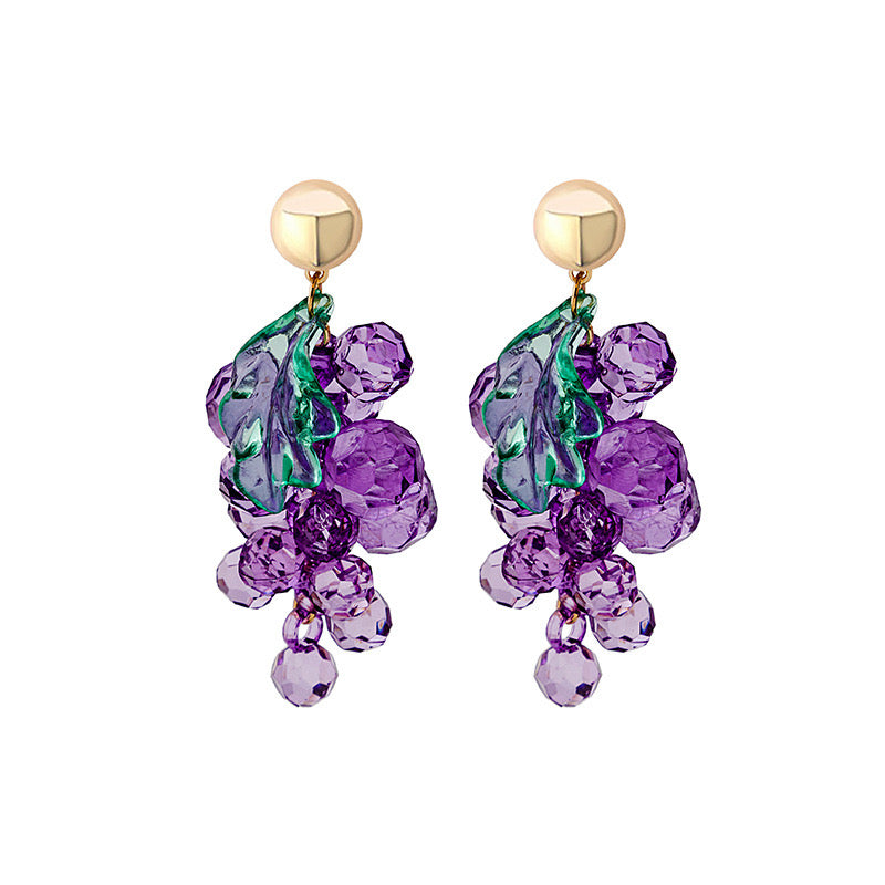E4136 aretes uvas acrílico 5.5cm