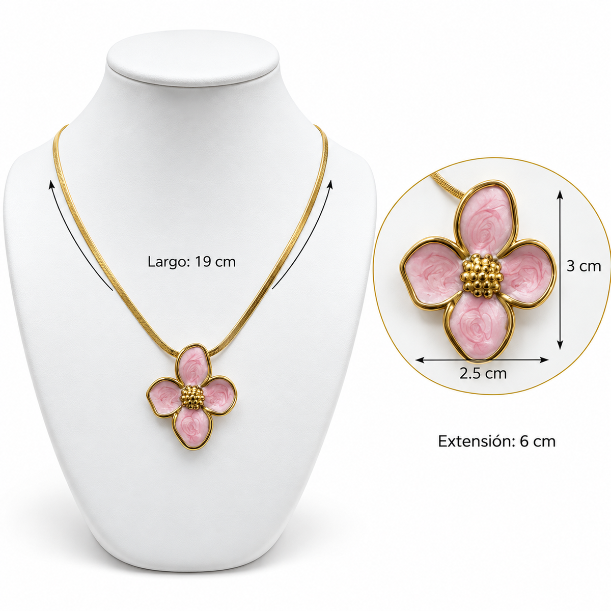 C090 Collar flor esmaltada de acero inoxidable