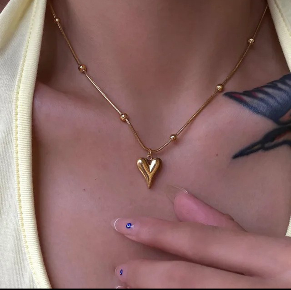 C1059 Collar corazon dorado acero inoxidable 20cm
