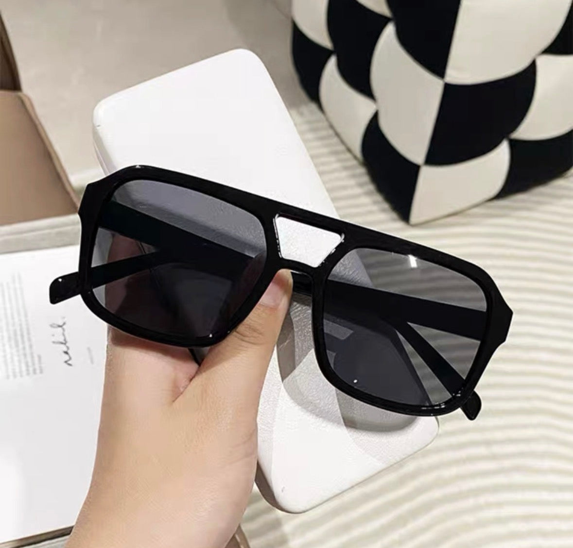 LENT 23 lentes cuadrados de sol negros para mujer