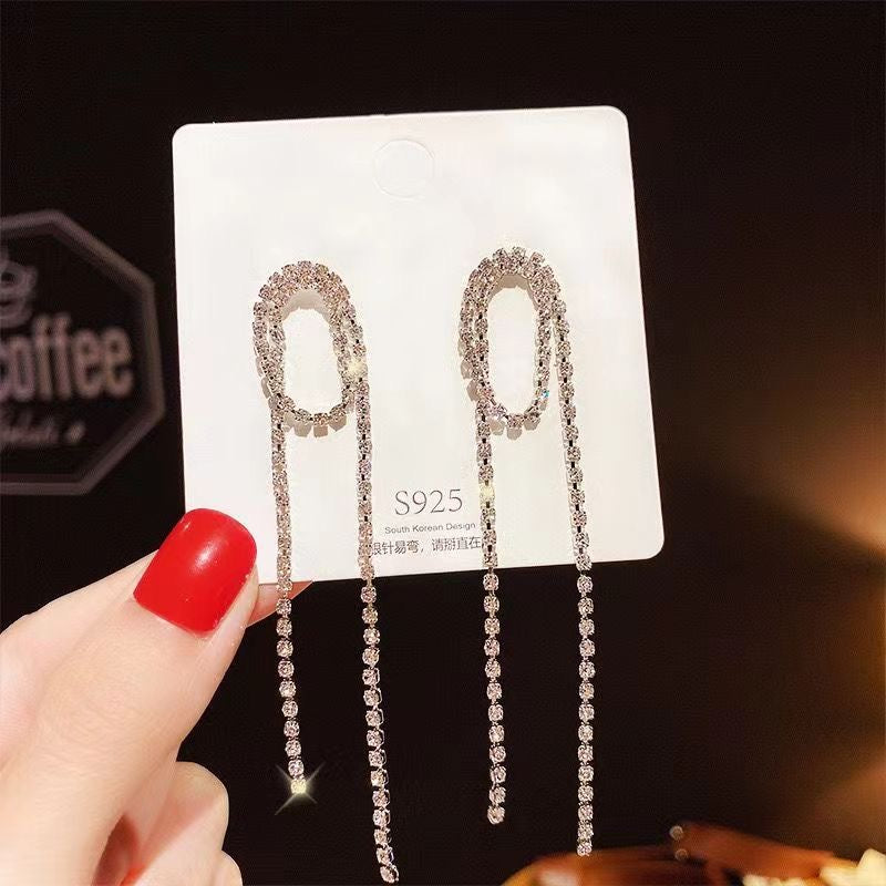 E3362D Aretes brillantes de fiesta aleacion 10cm