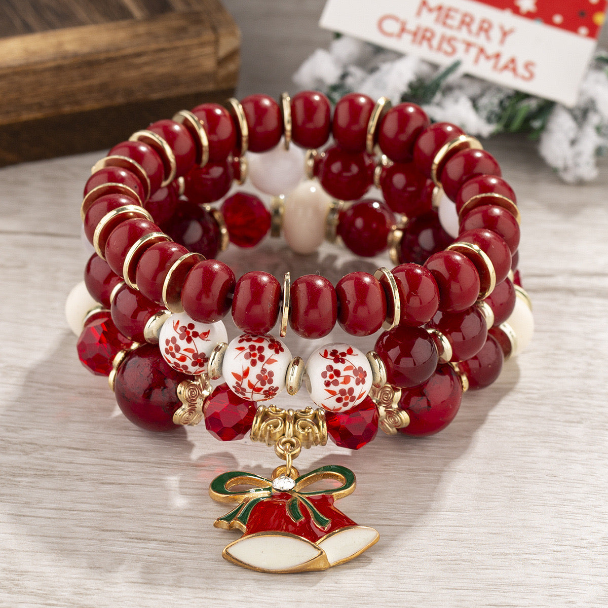 B508 Conjunto de pulseras navideñas campaña elástica