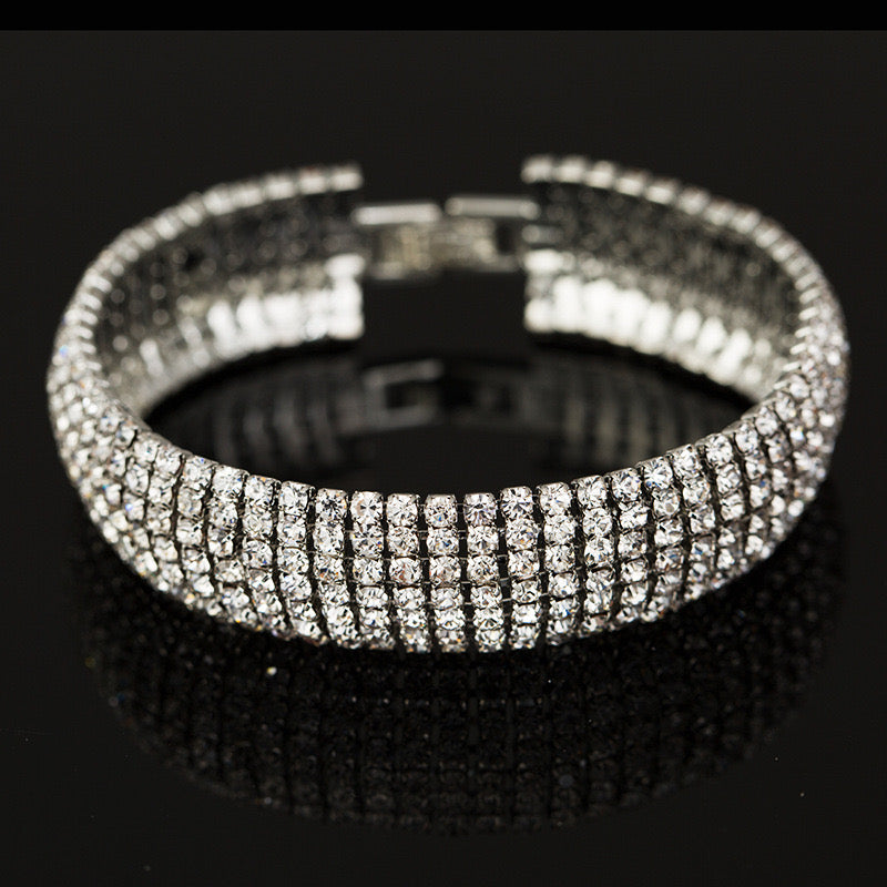 B256P Brazalete brillante de noche elegante fiesta 18.5cm