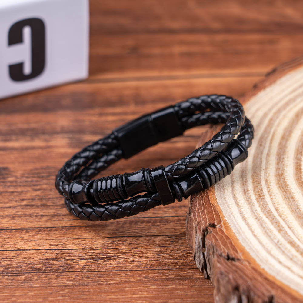 B336 Pulsera caballero cuero sintetico 21cm