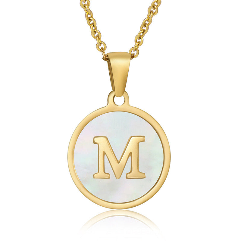 C432M Collar inicial letras acero inoxidable largo 23cm dije 2cm