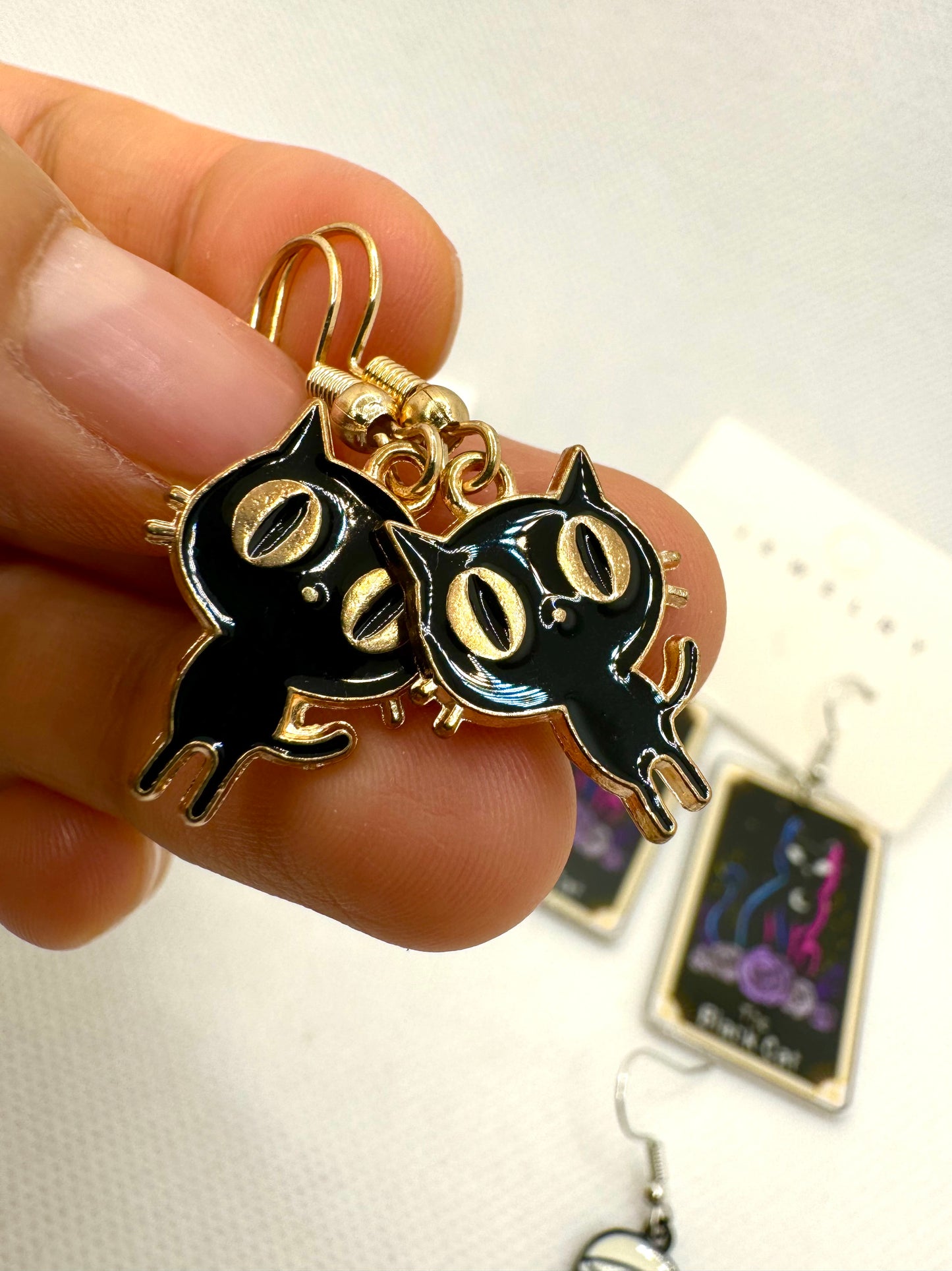 E530 Aretes Gato Negro Halloween
