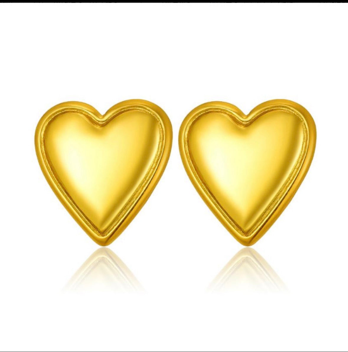 E5496 Aretes corazón dorados acero inoxidable 2cm