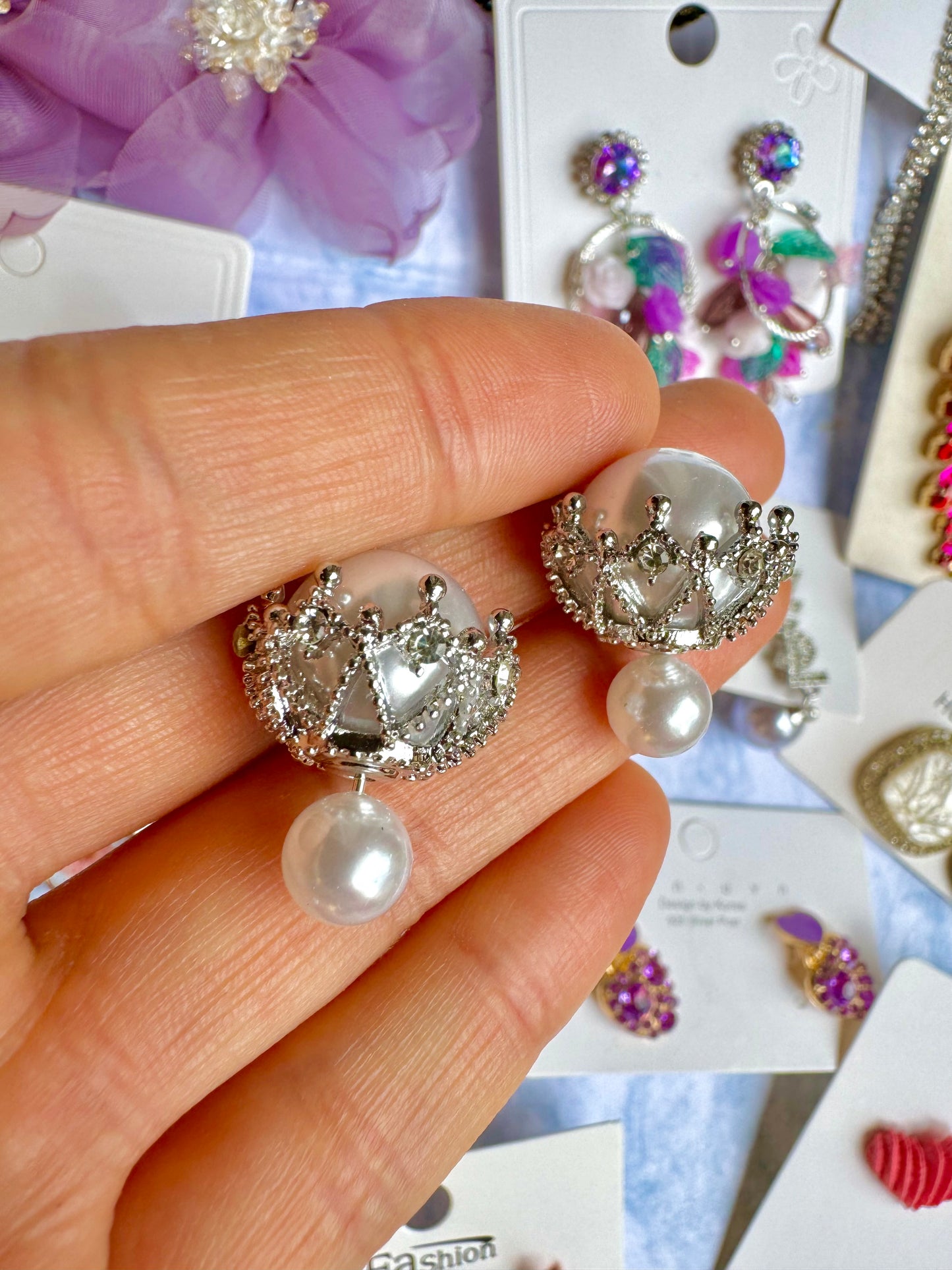 E1667 Aretes de perla cortos elegantes