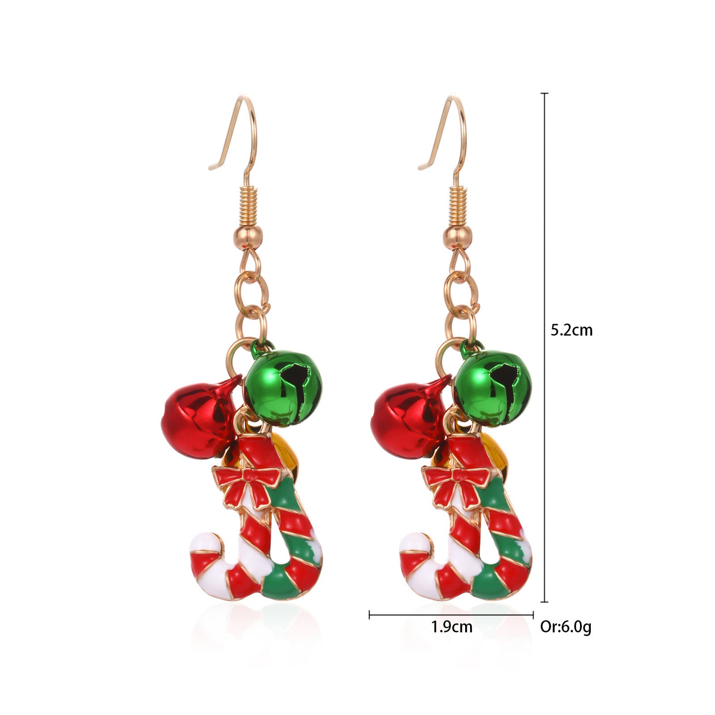 E4193 aretes bastón de Navidad colgante aleacion 7cm