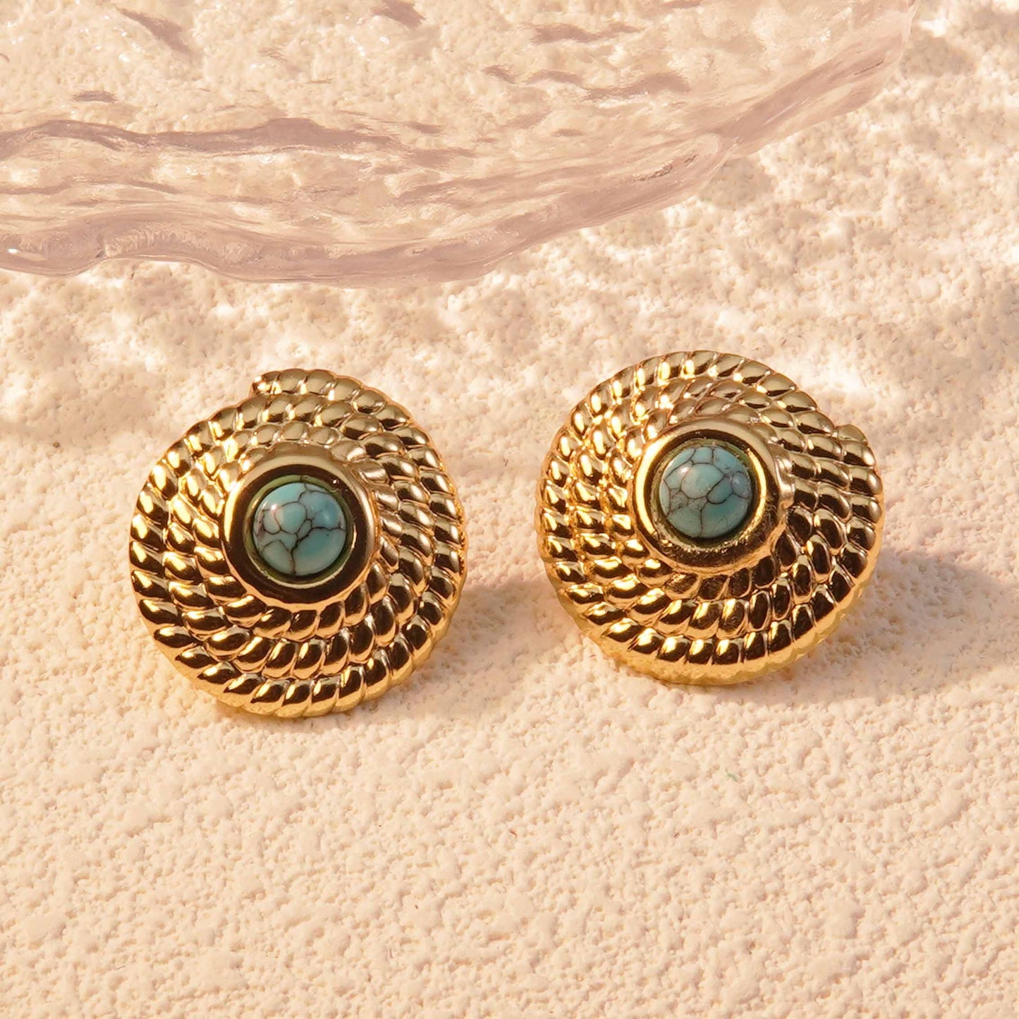 E3070 Aretes dorado acero inoxidable 2.5cm