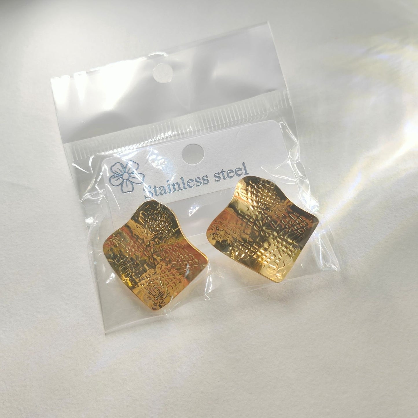 E5029 Aretes cuadro dorado acero inoxidable 3cm